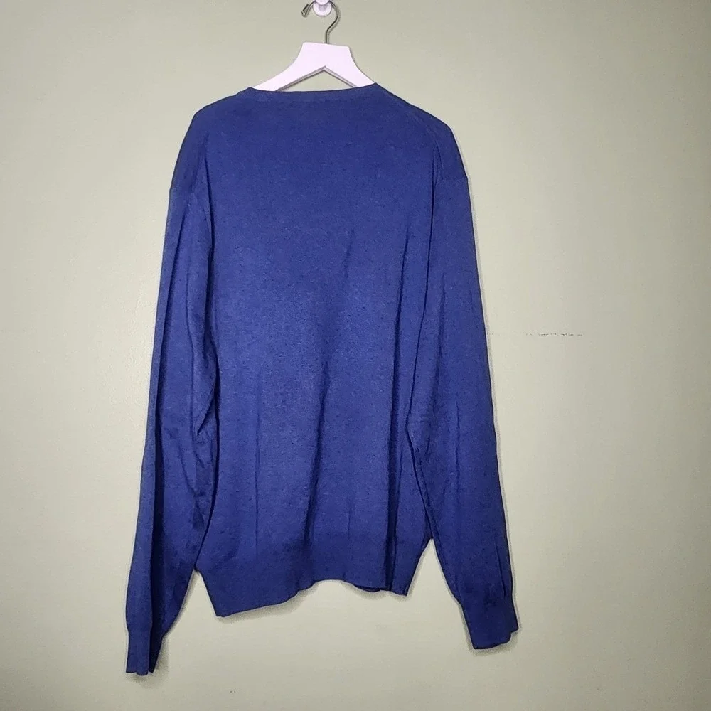 Men's Blue Pullover Sweater Polo Ralph Lauren Pima Cotton XL Ribbed Cuffs/Hem‎